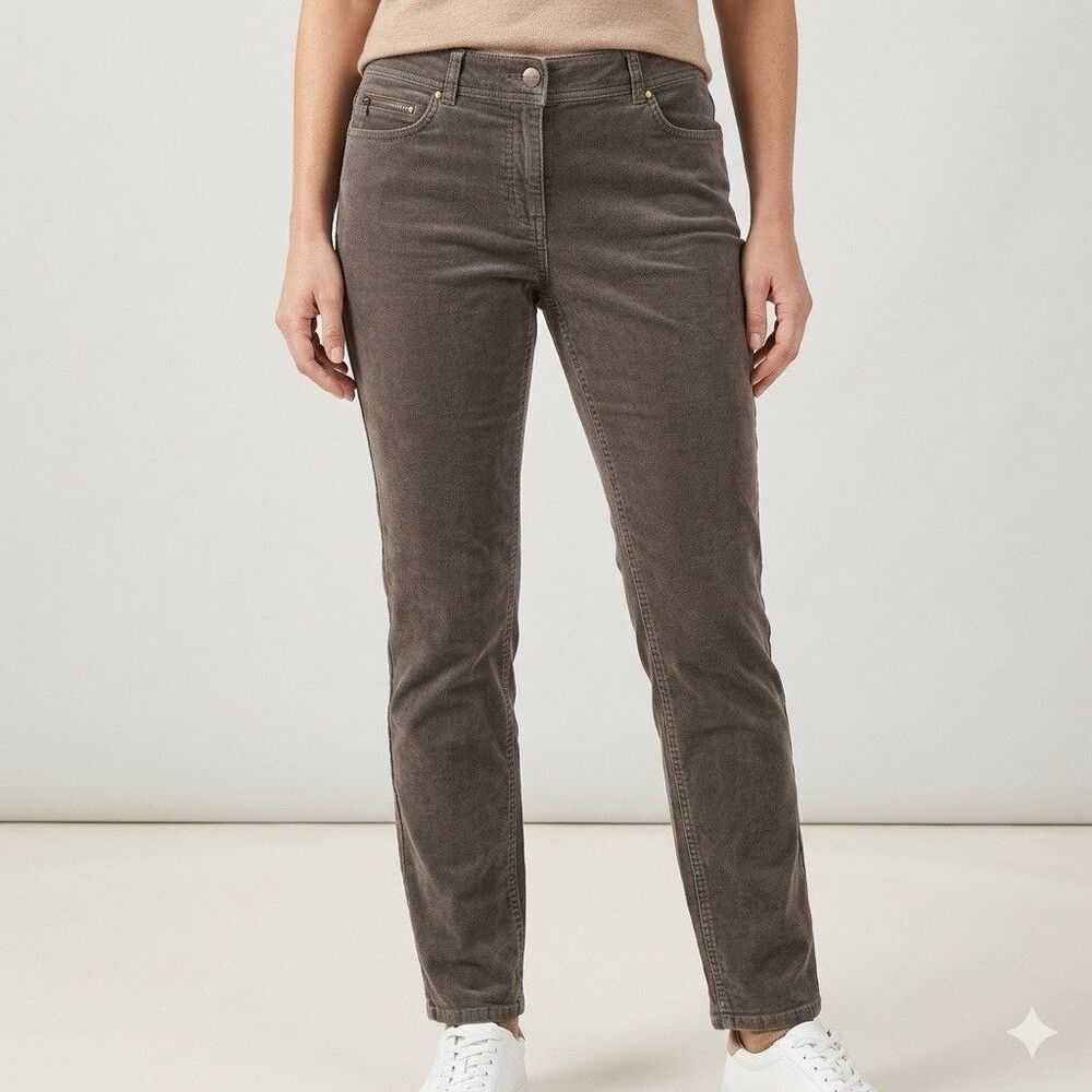 Chicos Corduroy Gray Green Ankle Fitted Women's Jean Pants Chicos Size 2 (12/14)